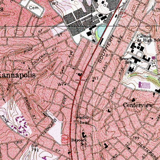 Topographic Map of McIver School (historical), NC