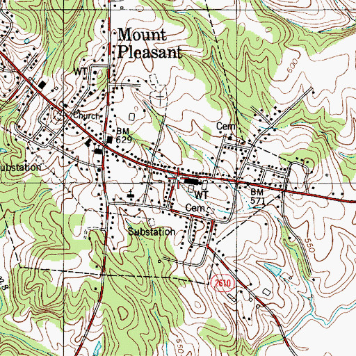 Topographic Map of Mount Pleasant Community Park, NC