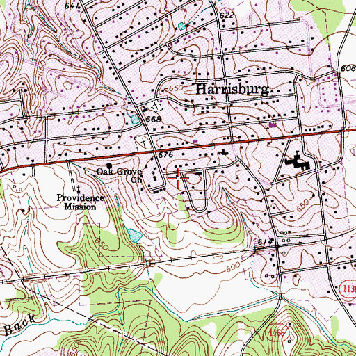 Topographic Map of Oak Grove School, NC