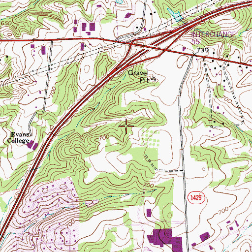 Topographic Map of Poplar Tent, NC