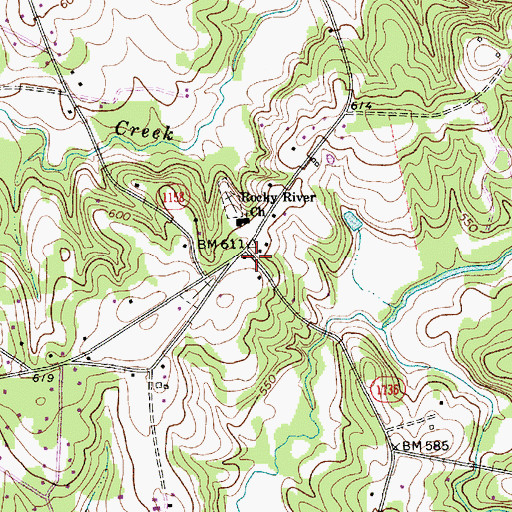 Topographic Map of Rocky River, NC