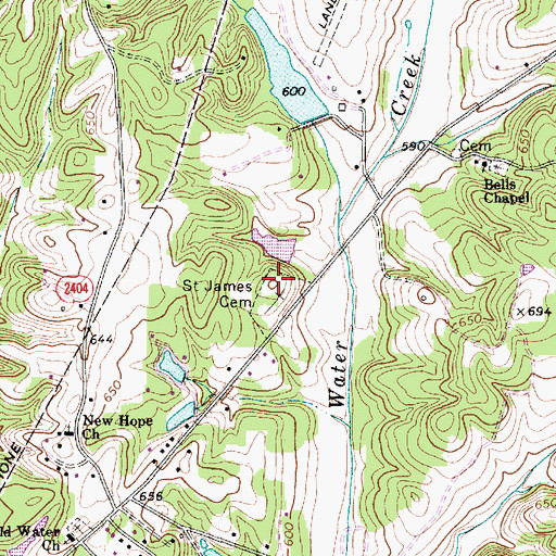 Topographic Map of Saint James Church (historical), NC