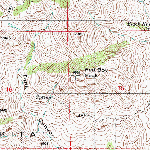 Topographic Map of Red Boy Peak, AZ