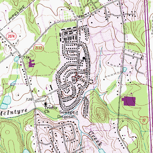 Topographic Map of Bahama Park, NC