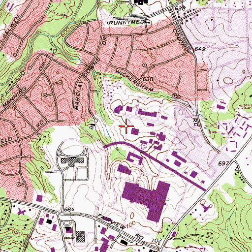 Topographic Map of Barclay Downs, NC