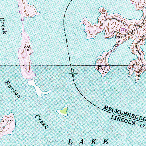 Topographic Map of Beatty Ford Islands (historical), NC