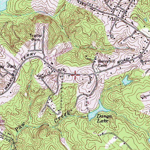 Topographic Map of Berryhill, NC