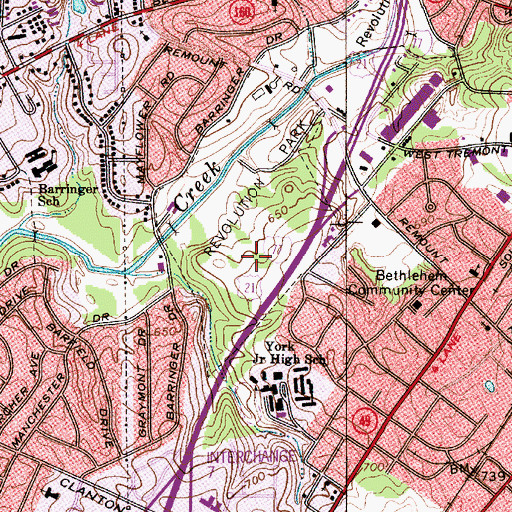 Topographic Map of Bonnie Brae Golf Course, NC