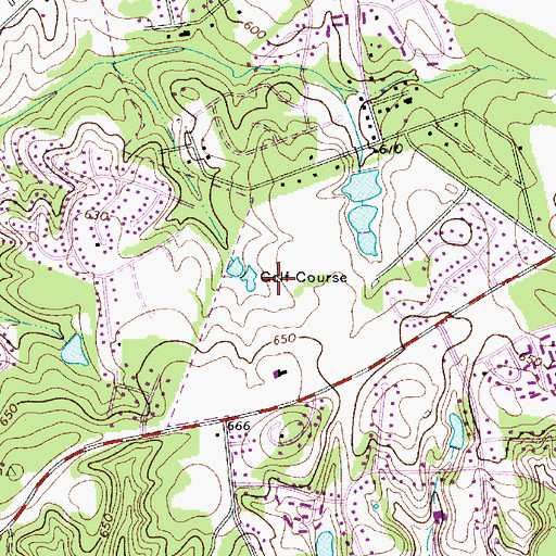 Topographic Map of Cedarwood Golf Club, NC