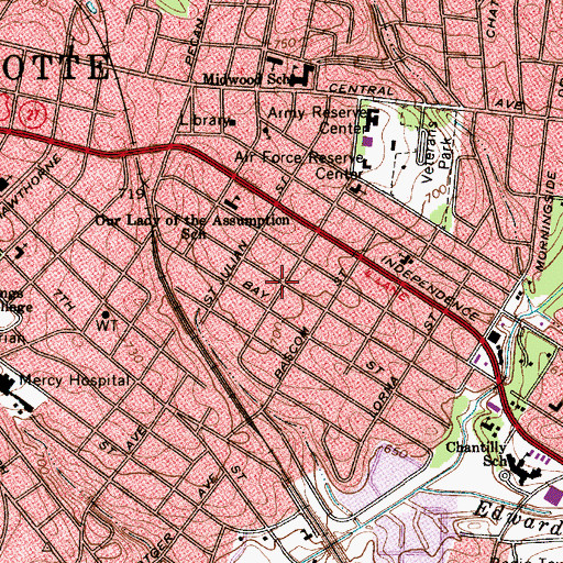 Topographic Map of Chantilly, NC
