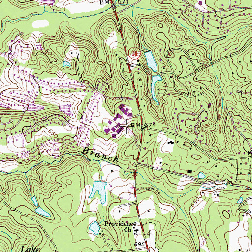 Topographic Map of Charlotte Latin School, NC
