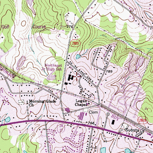 Topographic Map of Clear Creek School (historical), NC