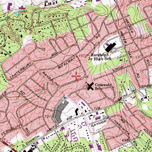 Topographic Map of Cotswold, NC