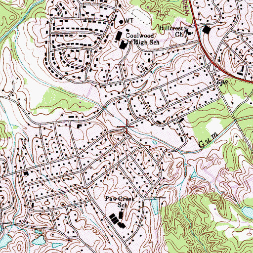 Topographic Map of Coulwood, NC