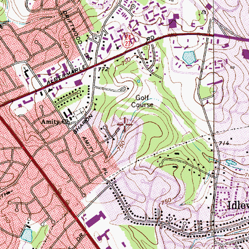 Topographic Map of Coventry Woods, NC