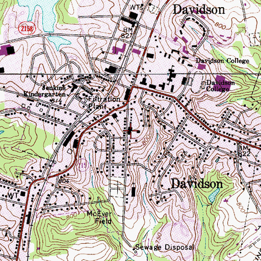 Topographic Map of Davidson Elementary School, NC
