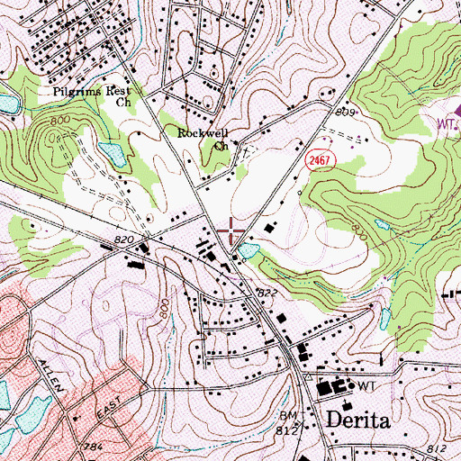 Topographic Map of Derita Crossroads, NC