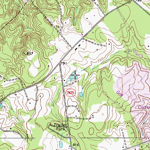 Topographic Map of Dream Lake, NC