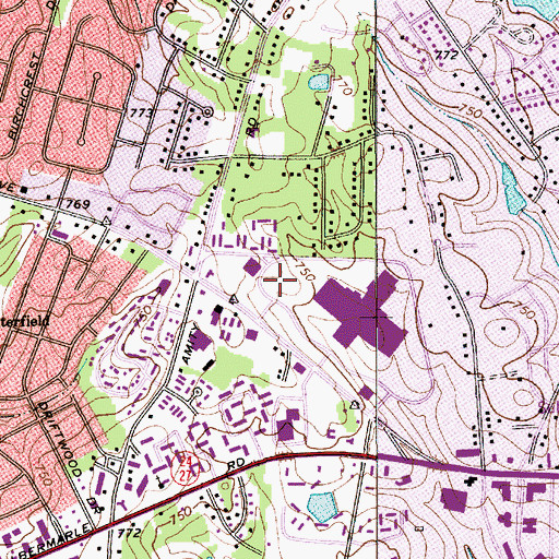 Topographic Map of Eastland Mall, NC