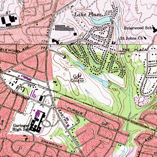 Topographic Map of Eastwood Golf Course, NC