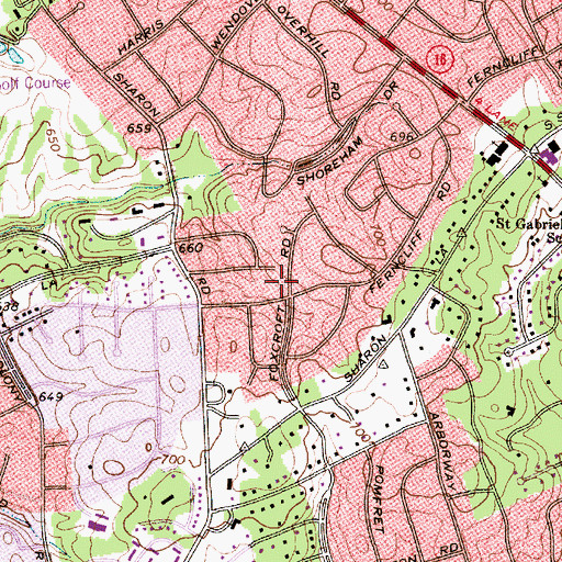 Topographic Map of Foxcroft, NC
