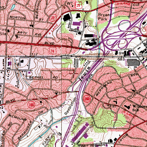 Topographic Map of Glenwood, NC