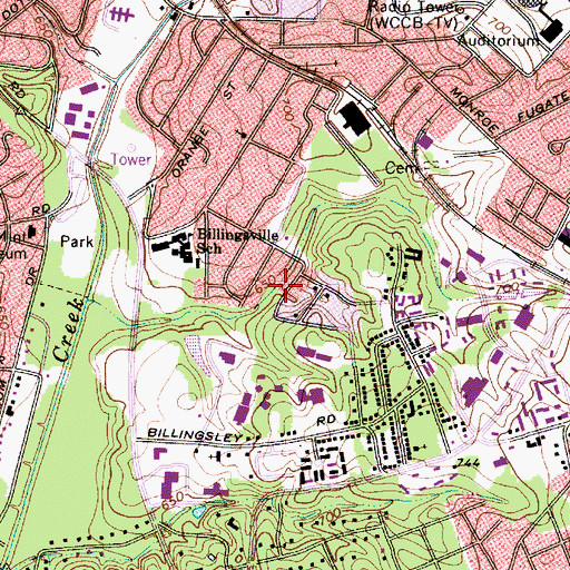 Topographic Map of Grier Heights, NC