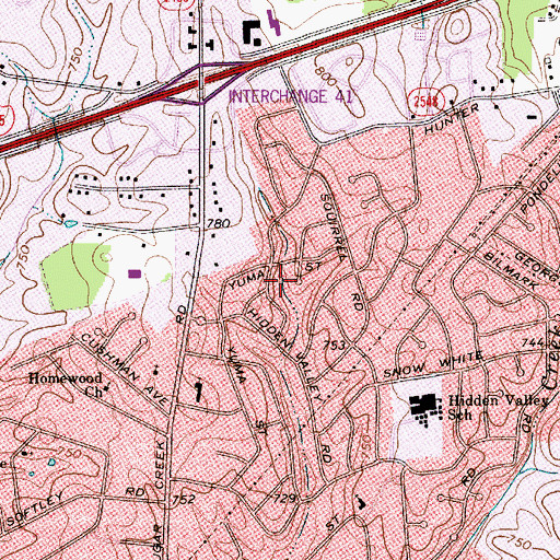 Topographic Map of Hidden Valley, NC