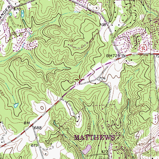 Topographic Map of Highway 51 Senior High School, NC