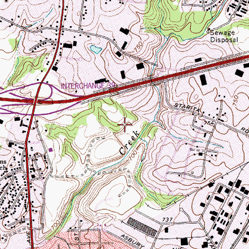 Topographic Map of Interstate North Industrial Park, NC