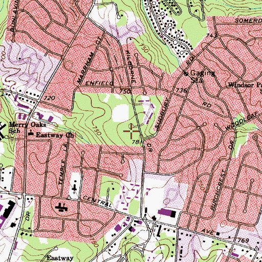 Topographic Map of Kilborne District Park, NC