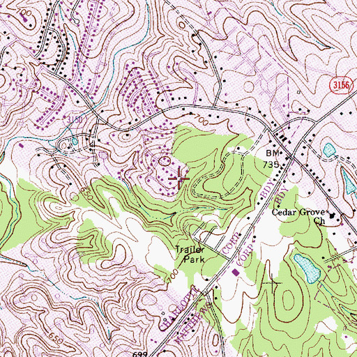 Topographic Map of Kingwood (historical), NC