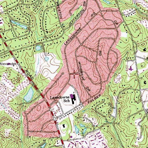 Topographic Map of Landsdowne, NC