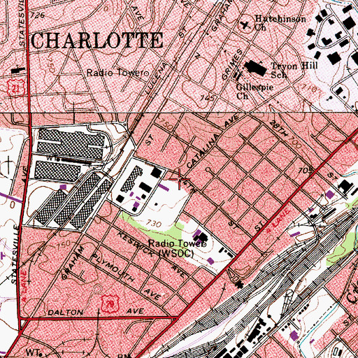 Topographic Map of Lockewood, NC