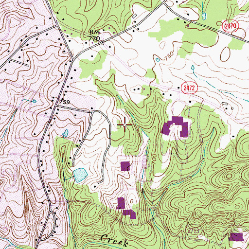 Topographic Map of Mallard Creek, NC