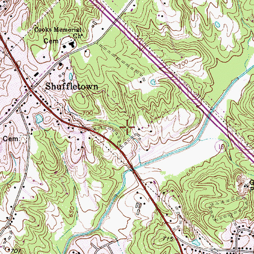 Topographic Map of Martindale (historical), NC