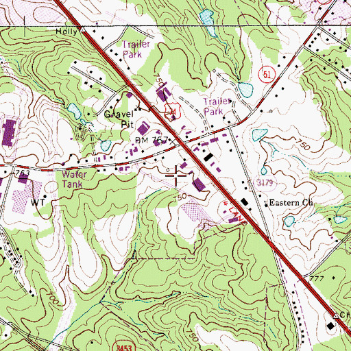 Topographic Map of Matthews Plaza, NC
