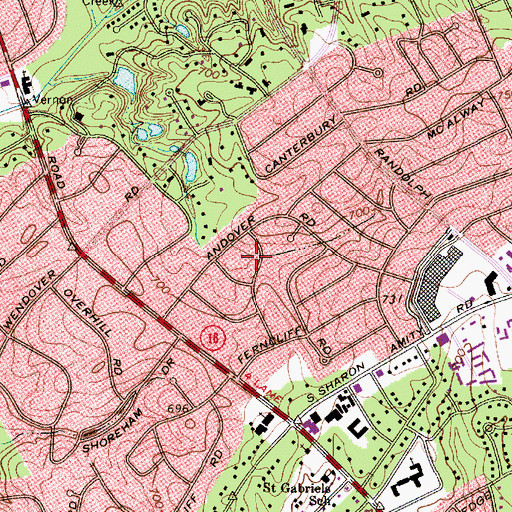 Topographic Map of Mayfair, NC