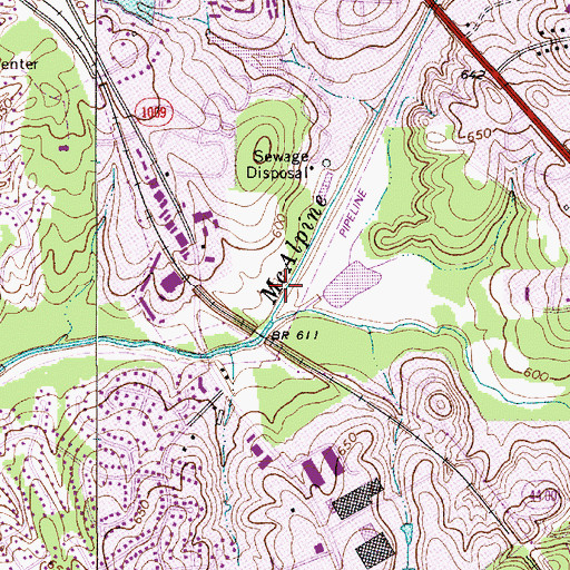 Topographic Map of McAlpine Creek Greenway Park, NC