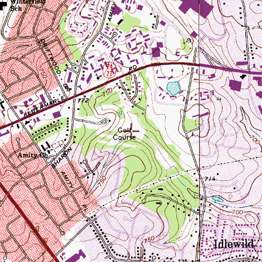 Topographic Map of Meadow Brook Golf Course, NC