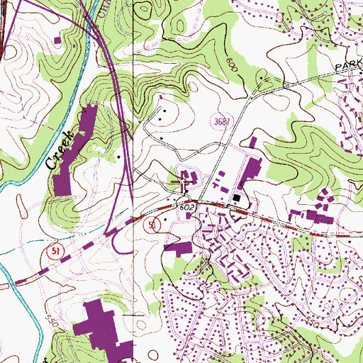 Topographic Map of Mercy Hospital Medical Park (historical), NC