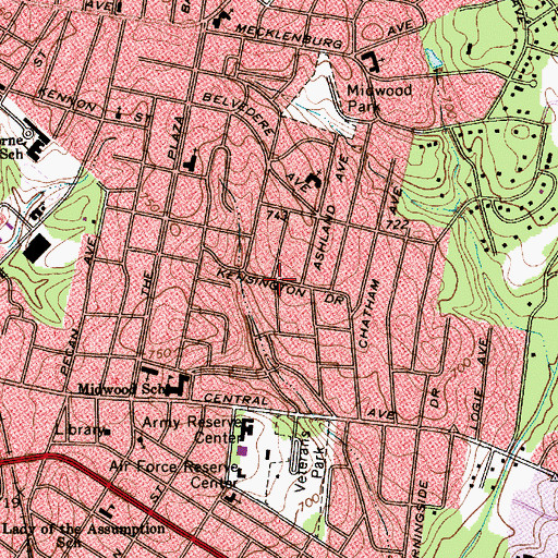 Topographic Map of Midwood, NC