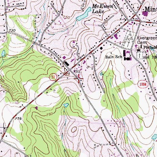Topographic Map of Mint Hill Festival Center, NC