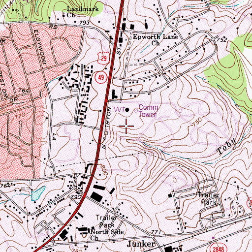 Topographic Map of North Hills Commerce Center, NC