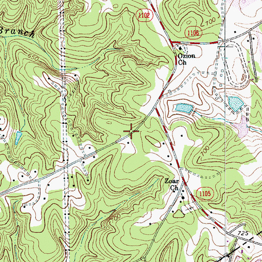 Topographic Map of Oakgrove, NC