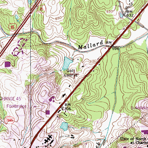 Topographic Map of Paridise Valley Golf Course, NC