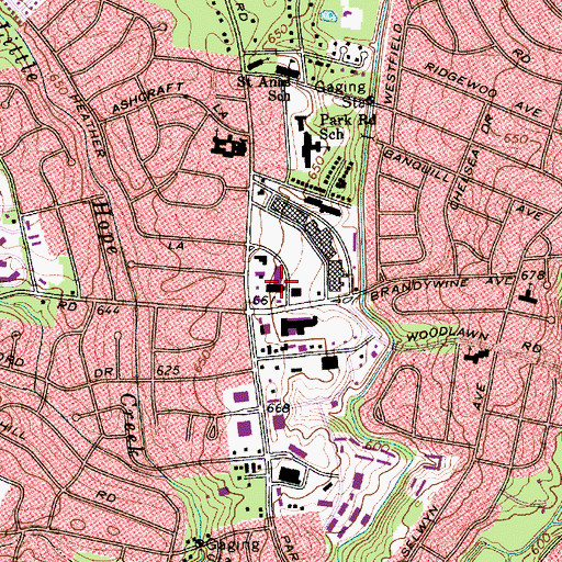 Topographic Map of Park Road Shopping Center, NC