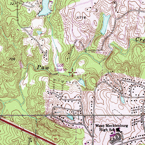 Topographic Map of Pawtuckett Golf Course, NC