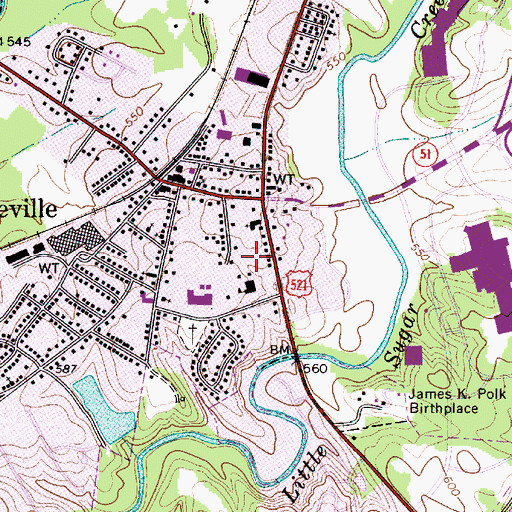 Topographic Map of Pineville Town Center Shopping Center, NC