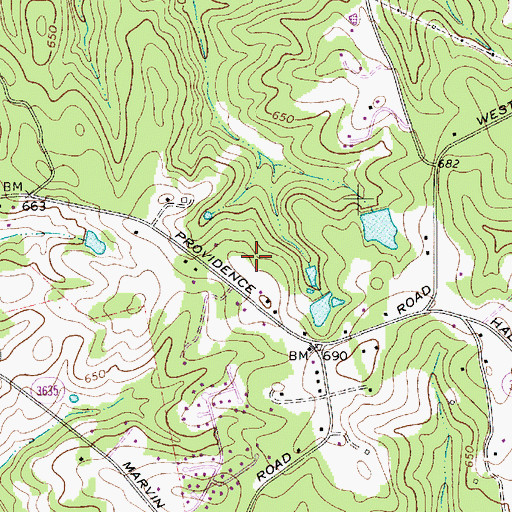 Topographic Map of Providence West, NC